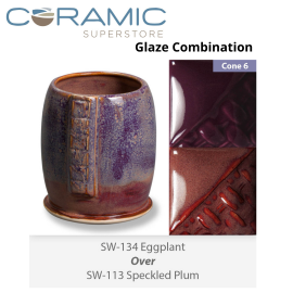 Eggplant SW-134 over Speckled Plum SW-113 Stoneware Combination